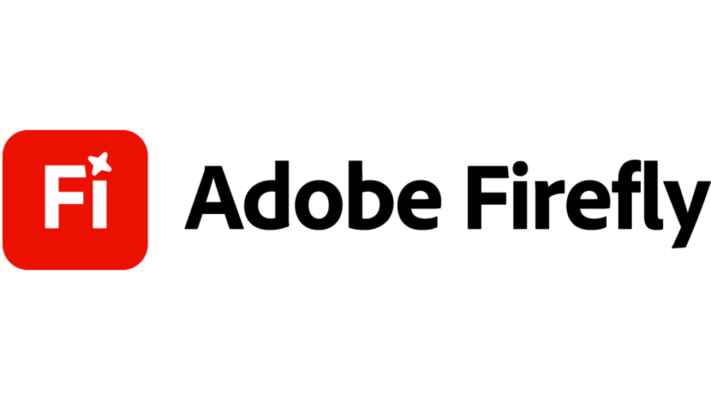 Logo of Adobe Firefly featuring "Fi" in white on a red square and "Adobe Firefly" in bold black text to the right.