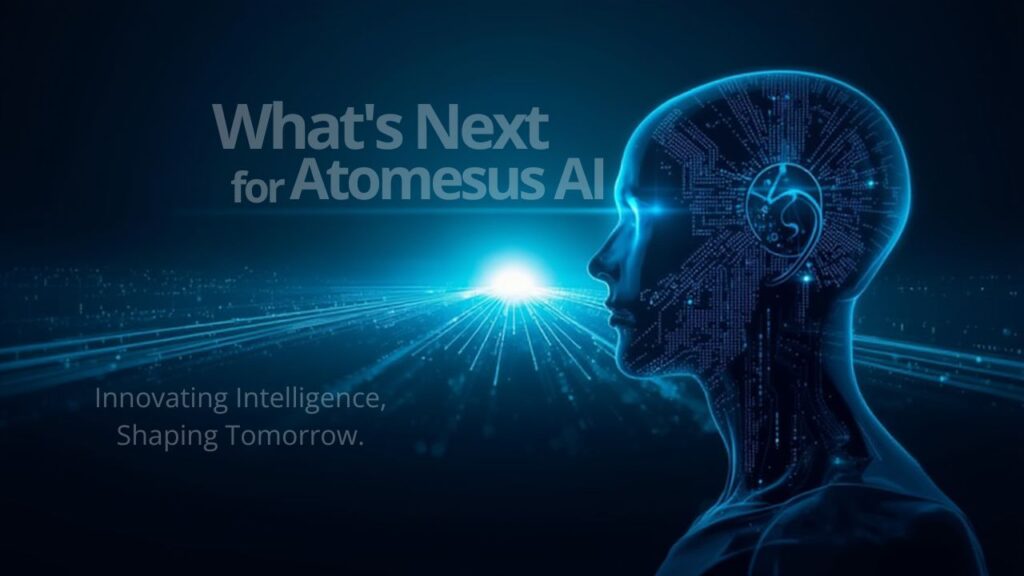 A futuristic digital image showcasing a neural network design with light beams, symbolizing innovation and intelligence for Atomesus AI.