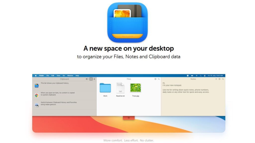 A new desktop interface for organizing files, notes, and clipboard data, featuring a sleek design and user-friendly layout.
