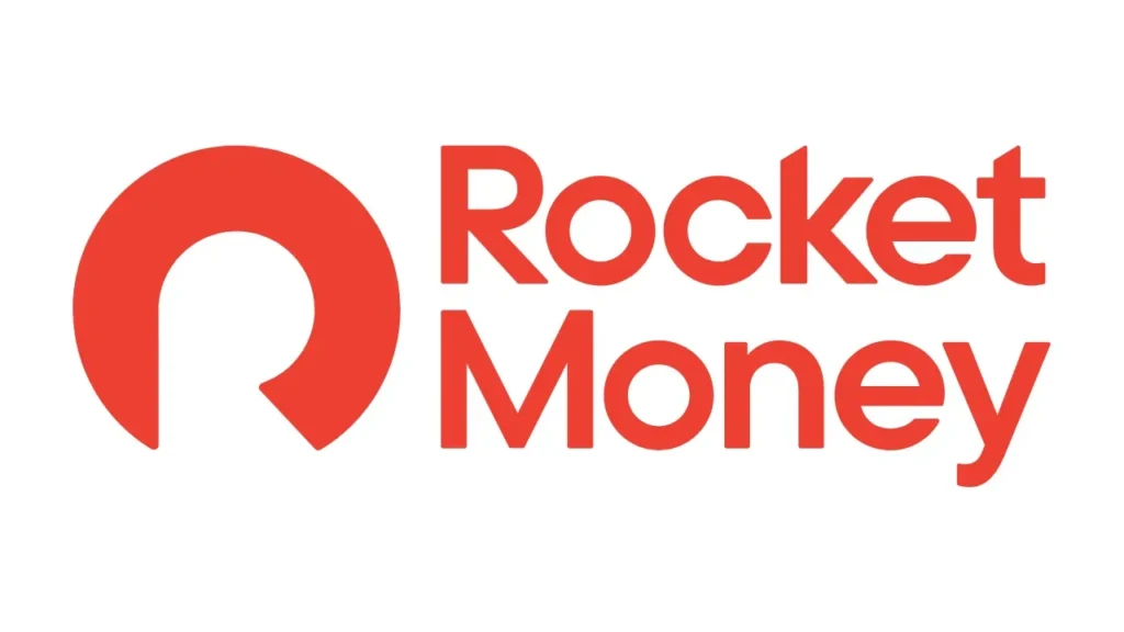 Logo of Rocket Money featuring a circular graphic with an open section, accompanied by bold red text reading "Rocket Money."