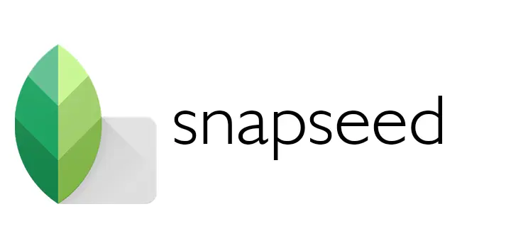 Logo of Snapseed, featuring a green leaf icon next to the text "snapseed" in a modern font.