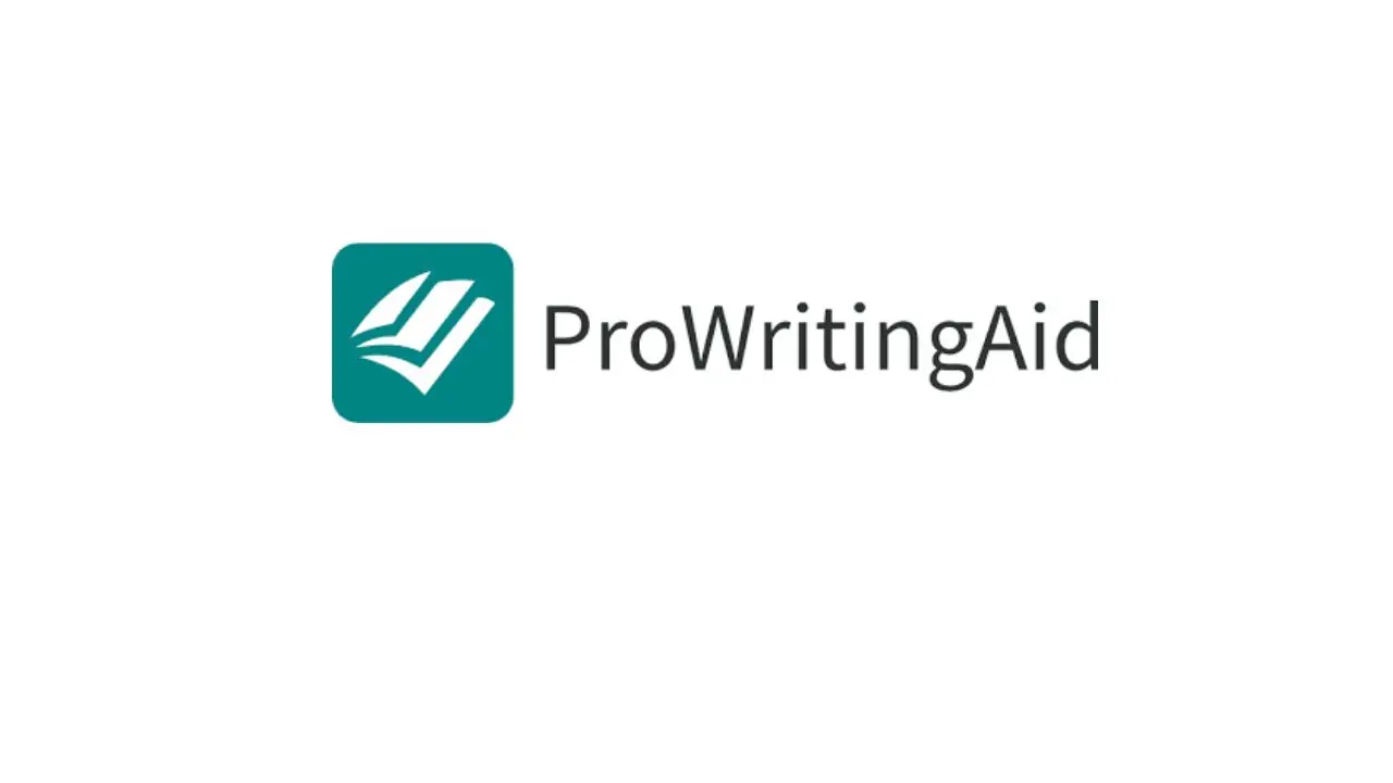 ProWritingAid logo with a teal square icon featuring an open book symbol and the ProWritingAid brand name