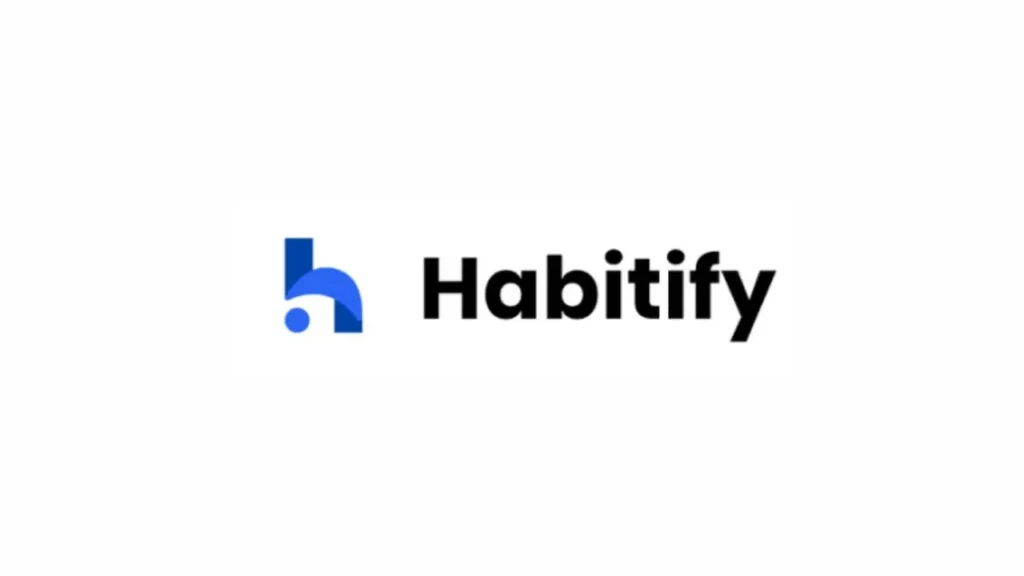 The Habitify logo displaying a stylized blue lowercase “h” beside the word “Habitify” in bold black font on a clean white background, representing its modern, user-friendly approach to building and tracking daily habits.