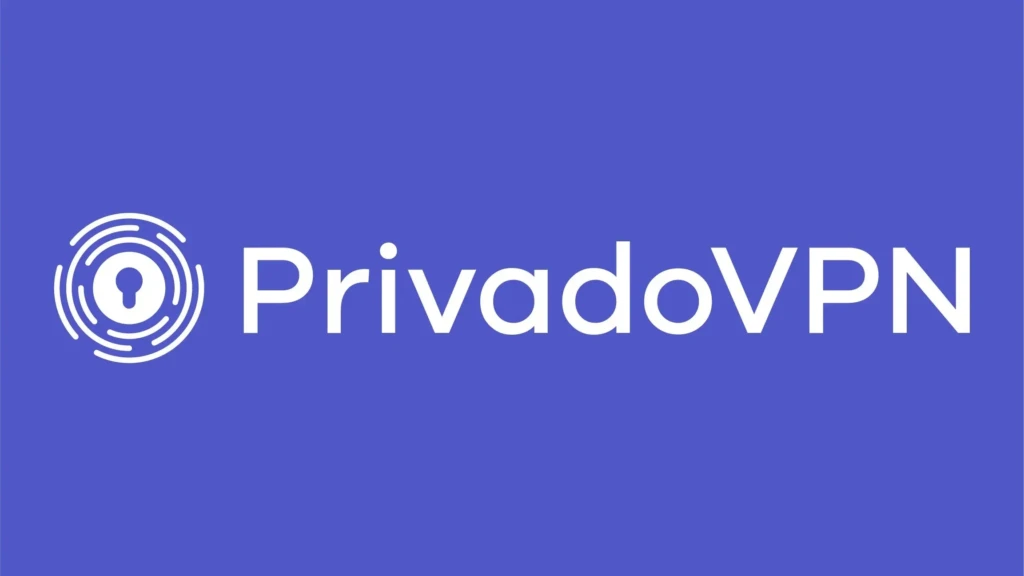 The PrivadoVPN logo featuring a white circular icon with concentric rings and a keyhole at the center, next to the bold white text โPrivadoVPN,โ set against a solid purple background, emphasizing security, access control, and digital privacy.