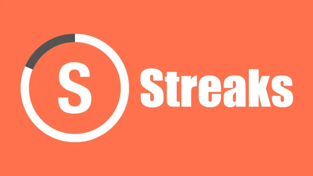 Logo featuring a stylized 'S' inside a circular design, set against a bright orange background, with the word "Streaks" prominently displayed.