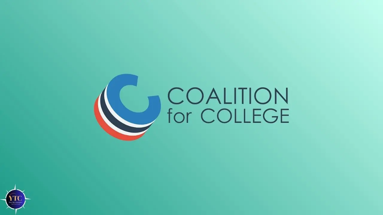Logo for "Coalition for College" on a teal background. A stylized "C" with red, white, and blue stripes accompanies the text, conveying a collaborative tone.