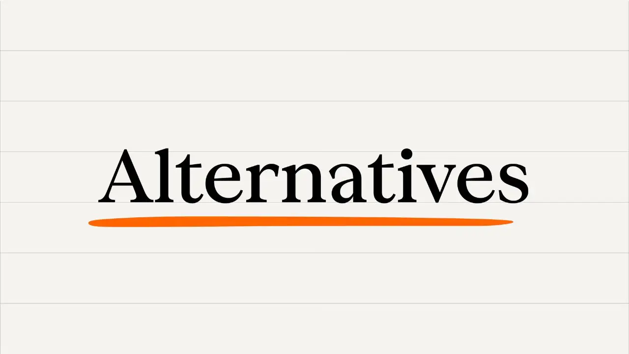 Text "Alternatives" in bold black serif font is centered on a light background, underlined with a bright orange line for emphasis.