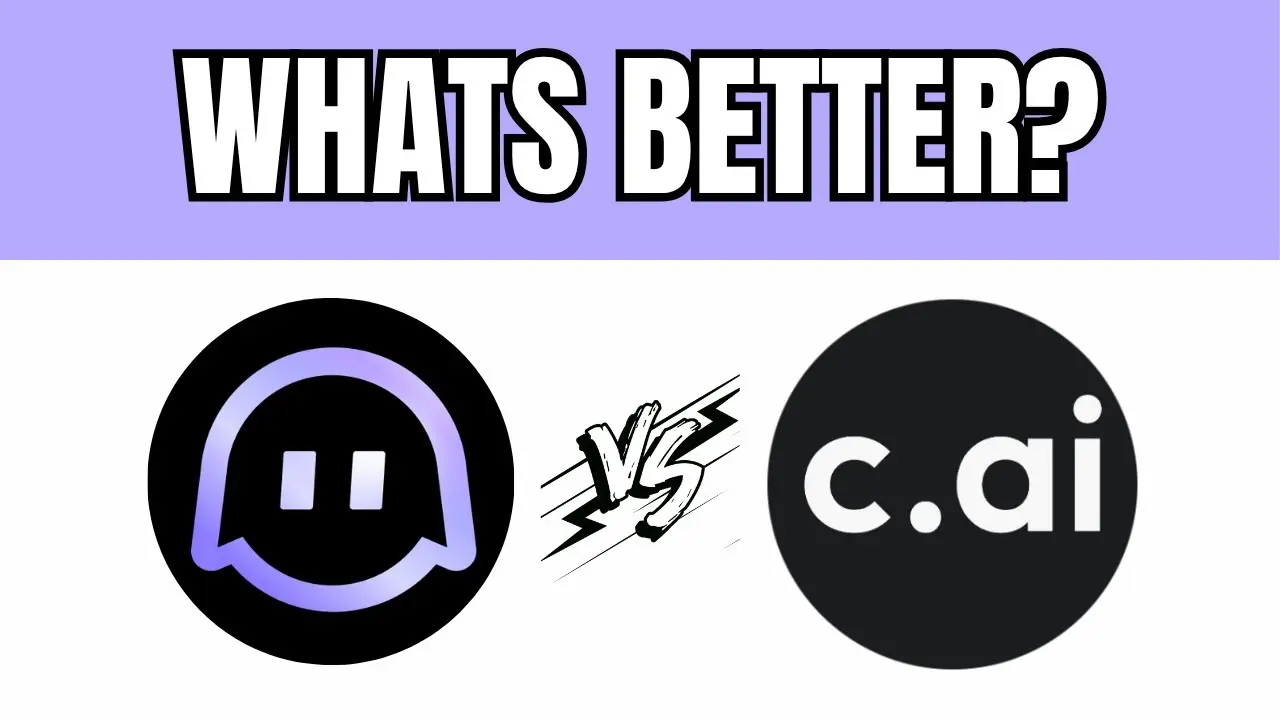 Image showing a comparison between two icons, one resembling a stylized ghost and the other labeled "c.ai," with "Whats Better?" text above them.