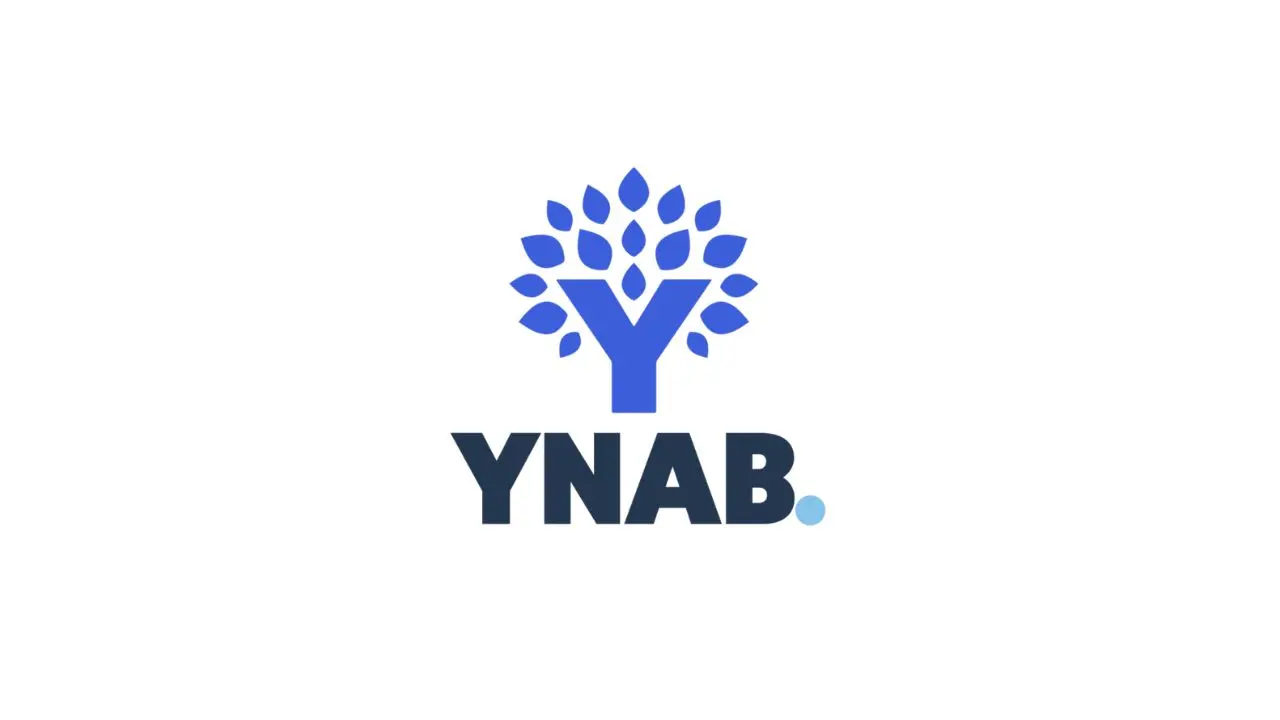 Logo featuring a stylized blue tree shaped like the letter "Y" above the acronym "YNAB" in bold black letters, conveying growth and stability.
