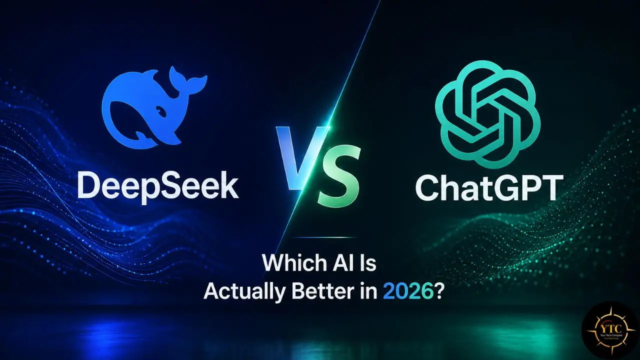 DeepSeek versus ChatGPT AI comparison, asking which is better in 2026.