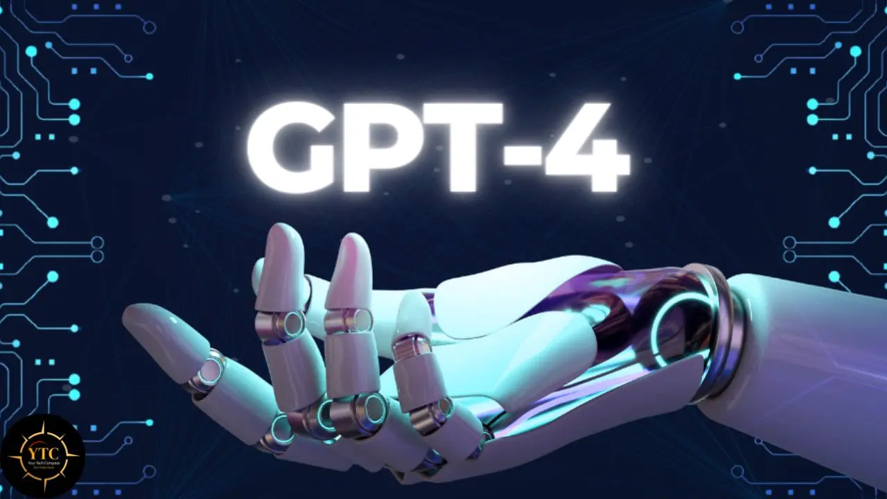 A robotic hand with a circuit board background and the text "GPT-4" illuminated.