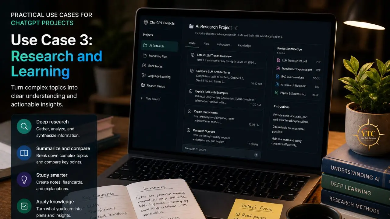 Laptop displaying an AI research project interface, surrounded by books on AI topics.