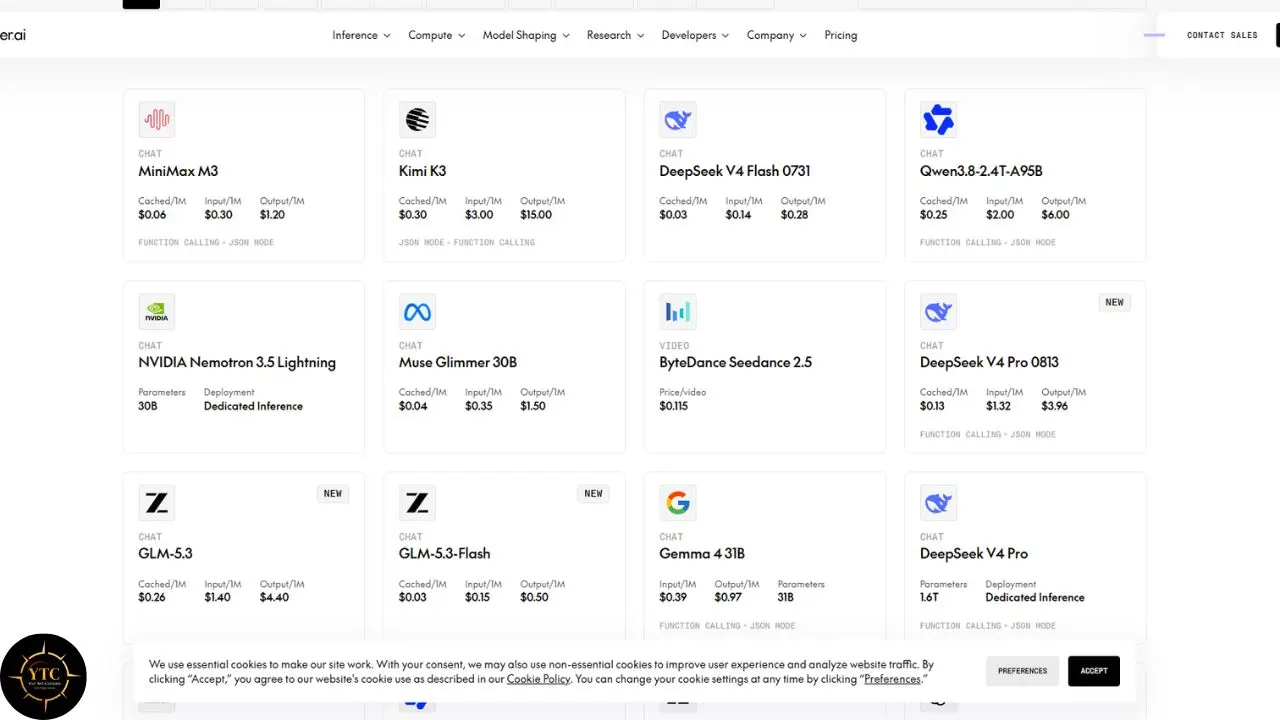 A webpage displays a four-column grid of AI model cards, including MiniMax M3, Kimi K3, DeepSeek V4 Flash, Qwen3.8, and Gemini 4.31B.